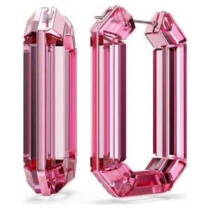 Swarovski Lucent Earrings - Pink Crystal Hoops